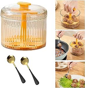 "Meatball Maker 2024 - DIY Meatball Making Set with 5-Piece Meatball Tool, Kitchen Meatball Mold for Cooking & Freezing, Includes 2 Meatball Spoons - Transparent, Creative Kitchen Gadget" (yellow)