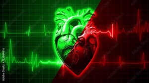 Normal And Abnormal Heart Rhythm, Heart Pulse Rate Animation, Atrial Fibrillation Medical Heart Beating . Irregular Heartbeat Neon Glowing Ecg, Ekg Heart Pulse Animation Heart Animation