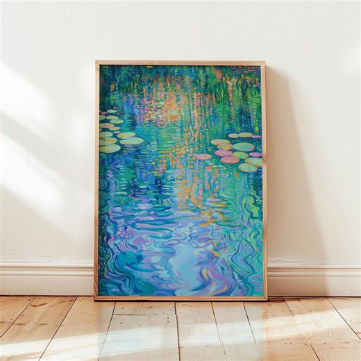 Claude Monet Water Reflection Poster: Colourful Wall Art, Abstract Nature Print - Etsy