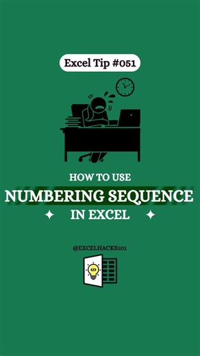Excelhacks101 | Daily Excel Tips on Instagram: "Numbering with Sequence in Excel‼️ Formula - ="EN (space)"&TEXT(SEQUENCE (100),"FORMAT") Save this trick for your next Excel project⬇️ #excel #exceltips #data"