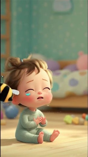 Cute Baby vs Cute Bees 😢🐝 | Adorable Cartoon Short #CuteShorts #BabyCartoon #Bees