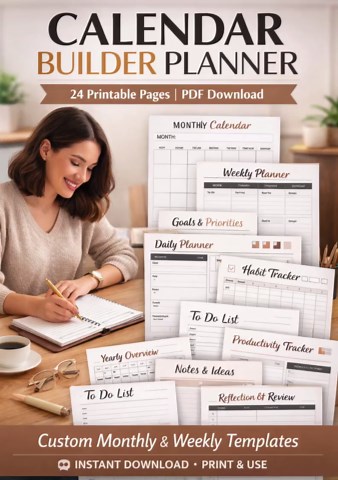 Calendar Builder Planner | Custom Monthly & Weekly Template | Printable Organizer | Instant Digital File