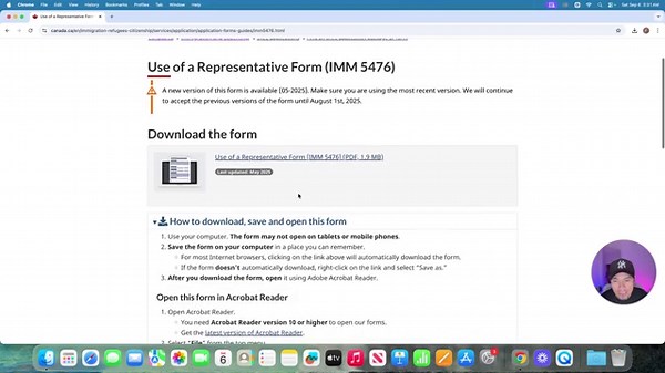 Form Use of a Representative IMM 5476