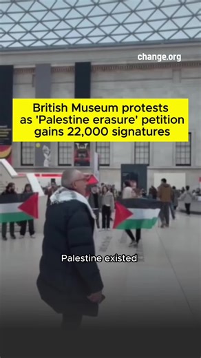 Protesters assembled at the British Museum after it removed mentions of Palestine from its ancient Middle East galleries, a move that has been criticised as cultural “erasure”. The institution revised exhibit descriptions in its ancient Egypt and Phoenician collections, substituting “Palestine” with terms such as “Canaan” and “of Canaanite origin. Tagrid Almawed, who started a 22,000 signature petition on Change.org writes: “This decision is not supported by historical evidence and contributes t