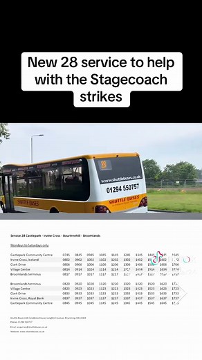 New 28 Shuttle Bus Service for Stagecoach Strikes