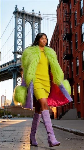 LIME FUR & LAVENDER BOOTS — NYC