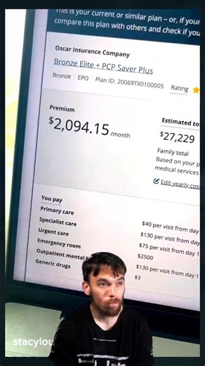 👁️This American shows what his 2026 health insurance family plan will cost - The Bronze saver plus plan is $2,094.15 - $27,229 per year - $13,000 deductible - $20,300 maximum out of pocket No one can afford this. Barack Obama destroyed our healthcare with the Affordable Care Act “This CANNOT be real!!!! How the heck are families supposed to get medical care?! I’m at a loss.... This is freaking insane.” The answer is more competition, free markets, and less regulations. . . #news #analysis #khie