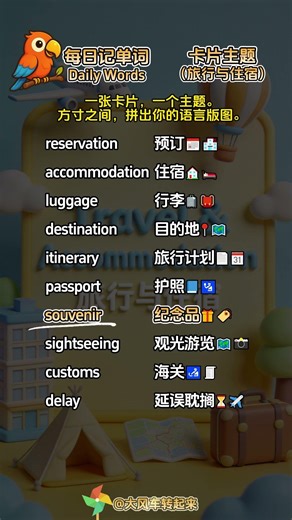 Daily vocabulary entry ~ Card theme: Travel & Accommodation