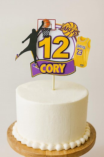 3D Lakers Basketball Personalised Cake Topper - Etsy