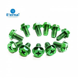 [Hot Item] Hexagon Phillips Head Slotted Green Zinc Plated Grounding Screw Green Ground Wire Screw
