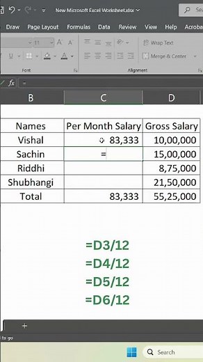 Calculate Monthly Salary in Excel in 12 Seconds #Shorts
