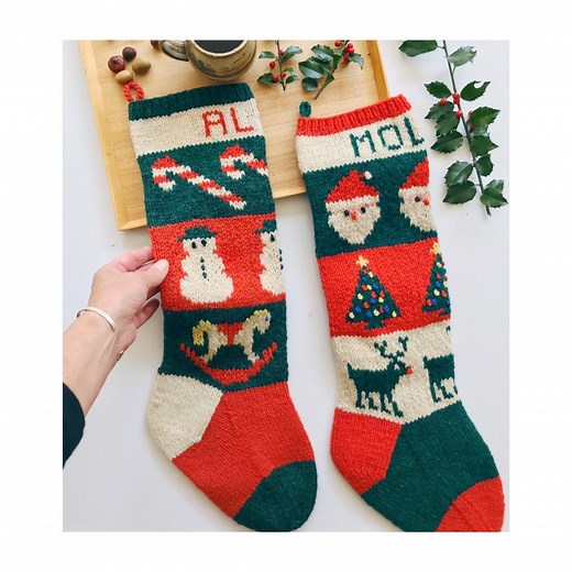 Knitted Christmas Stocking Pattern: Santa, Reindeer, Snowman (PDF Pattern) - Etsy
