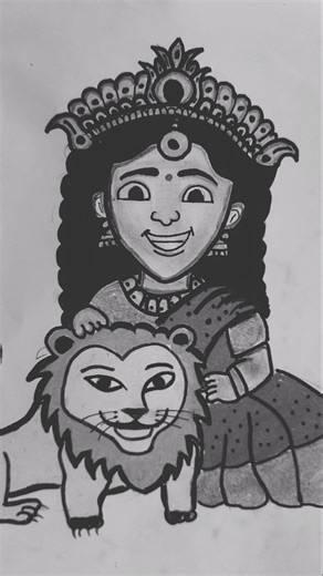 Little Goddess Kanaka Durga – Cute Drawing|Kanaka Durga Devi – Easy Drawing for Kids”