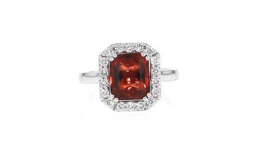 C. 1990 Vintage 3.40 Carat Red Spinel and .55 ct. t.w. Diamond Ring in 18kt White Gold