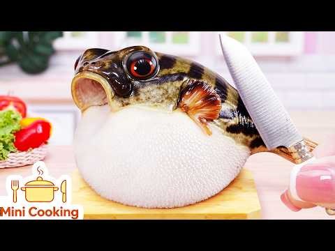 ULTIMATE! Delicious Crispy Pufferfish Burger 🐡🍔 | ASMR Cooking Mini Food