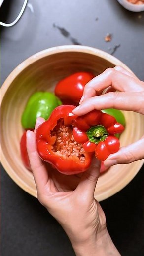 Vegan Dolma just like Mom's 🌶️ Stuffed Peppers with Rice in Tomato Sauce | Simple Summer Recipes