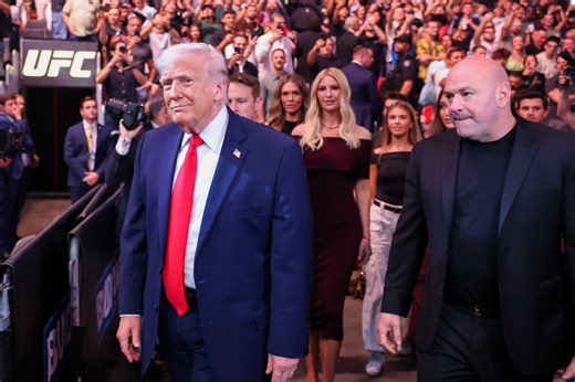 Trump slammed as he smiles at UFC 327 alongside Marco Rubio and Ivanka as Iran peace talks fail