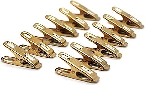Stainless Steel Clothespins-50 Pack Gold Clothespins Wire Metal Clothes Pins Laundry Clips for Outdoor Clothesline Home Kitchen Travel Office Decor Food Bag (Gold)