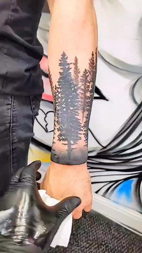 Pine Tree Tattoo Tutorial on Forearm | Seattle Artist