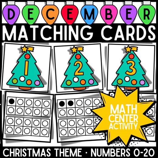 Christmas Tree Number Matching Cards 0–20 | Kindergarten Math Centers