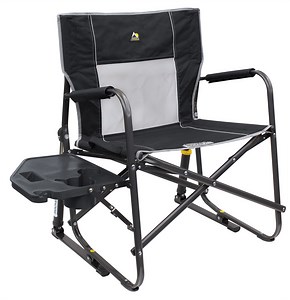 GCI Outdoor Freestyle Rocker XL with Side Table Oversized Rocking Camp Chair, Black