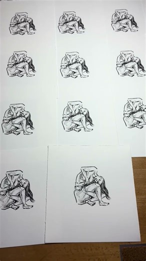 A miniature foil litho and woodcut combination #lithography #printmaking