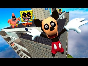 Creepy Mickey Mouse , Creepy Spongebob ,Creepy Patrick Ragdolls & Nextbots Physics (GMOD) Episode 33