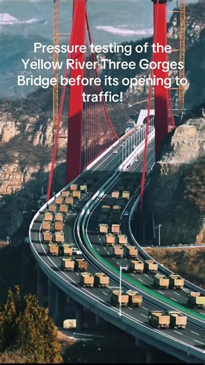 #CapCut Pressure testing of the Yellow River Three Gorges Bridge before its opening to traffic!#china #Super #usa
