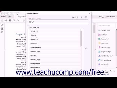 Acrobat Pro DC Customizing the Quick Tools Toolbar - Adobe Acrobat Pro DC Training Tutorial Course