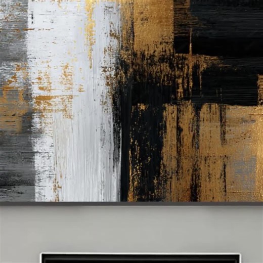 Black Gold Abstract Painting, Large Textured Wall Art, Modern Minimalist Canvas Art, Industrial Office Decor for Living Room Wall - Etsy