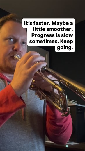 Ryan Beach | Trumpet Coach on Instagram: "On January 7th, I posted a clip of me practicing this exercise. I’ve been doing it since then. Going faster and keeping quality is a win. But it’s not necessarily WAY better. That’s ok. I’ll keep it in my routine and keep experimenting. Curiosity drives progress - stay curious. • • • • • • #trumpet #trumpets #trumpeter"