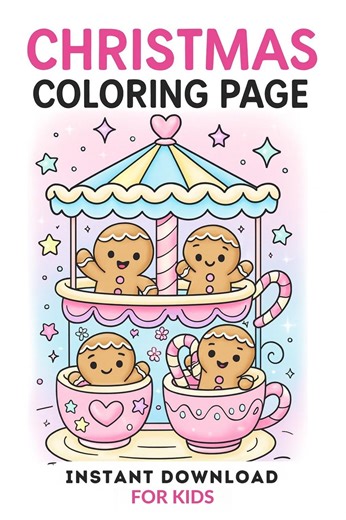 Christmas Gingerbread Coloring Page for Kids | Printable Holiday Coloring Sheet | Instant Download PDF - Etsy Australia