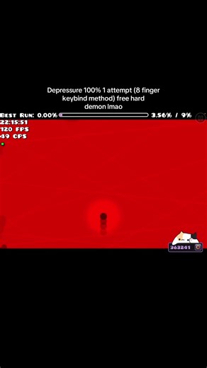 Geometry Dash Hard Demon: 100% with 8-Finger Keybind