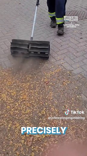 Sweeping leaves with a standard broom can be back-breaking, exasperating work. But bring a power broom to the party, and suddenly you have precision sweeping. And the kind of street theater that other people would want to try. #powerbroom #sweepingleaves #backbreaking