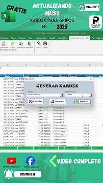 Fragmentos del video Kardex para Grifos en Excel 2025 | Macro Automatizada Gratis con IA