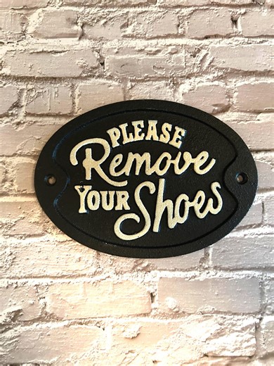 Cast Iron "please Remove Your Shoes" Oval Sign 7"x 5" - Etsy