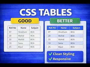 CSS Tables Explained | Styling HTML Tables with Borders, Padding & Hover Effects