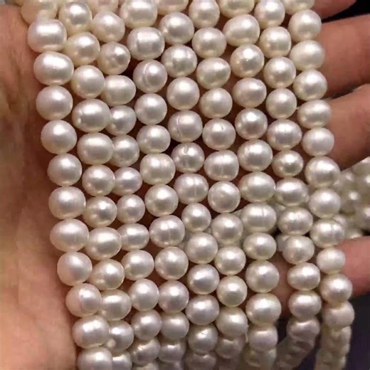 Freshwater Pearl 7x6 mm Button/Ringed Plain Cut VVS2 Clarity Cool White Color Loose Gemstone