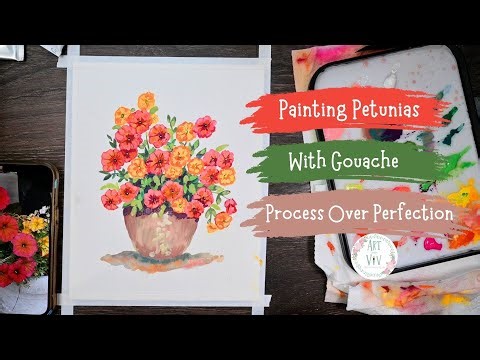 Painting Petunias in Gouache (Real Time-Process over Perfection)