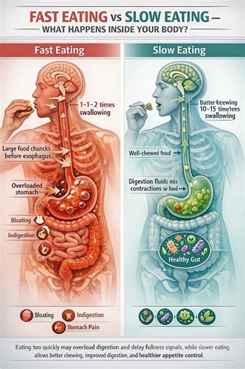 Fast Eating vs Slow Eating — What Happens Inside Your Body? 🤯 #health #facts #science
