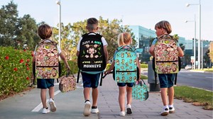 Custom Monkey Backpack with Lunch Box for Girls, Set of 3 School Backpacks Matching Combo, Cute Bookbag and Pencil Case Bundle