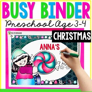 Busy Book Christmas Learning Binder Preschool Age 3 | EDITABLE