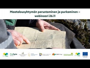 Maatalousyhtymän perustaminen ja purkaminen– webinaari 26.11
