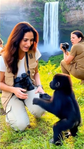 "Baby Silverback Gorilla Walks Woman's Lap & Gives Heart-Melting Hug?! 🦍🤗💖😲