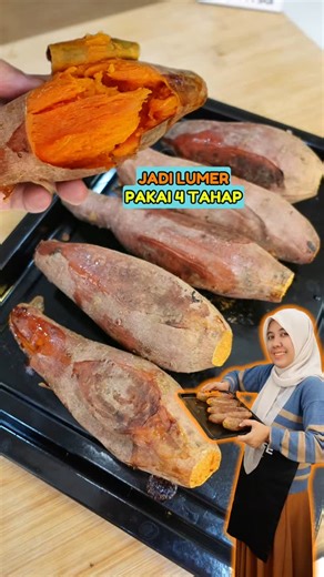 Asahid TehYung on Instagram: "Cara Mudah Membuat Ubi Madu Lumer, Lembut di Dalam & Karamel di Luar! Assalamualaikum, Teman Tehyun! Di video kali ini, Teteh akan berbagi resep Ubi Madu Lumer yang super menggoda! Dengan 4 tahap proses – mulai dari memilih dan mencuci ubi madu berkualitas, mengukus hingga setengah matang, panggang pertama di oven pada suhu 180°C selama 30 menit, celup ke air biasa, dan terakhir panggang kembali pada suhu 200°C selama 20 menit – hasil akhirnya adalah ubi madu dengan