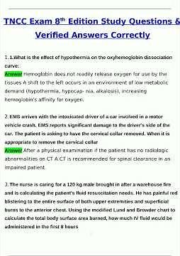 TNCC Exam 8th Edition Study Latest 2025 Actual Questions and Verified Answers 2025 2026 A Grade 100
