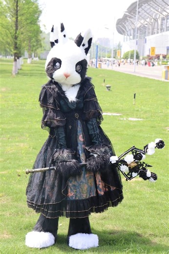 Easter Bunny Mascot Full-body Costume, Black and White Bunny Cosplay Outfit - Etsy
