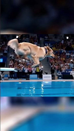 Golden Retriever Nails Olympic Flip Dive 🐶💦 | Epic Slow-Mo Stadium Moment! 🔥