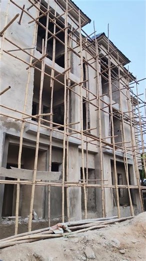 Outside Plastering of a Two-Storey Building | Neat Exterior Finishing #plaster #rebardetailing