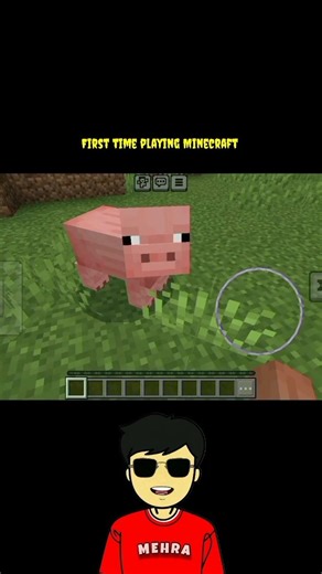 First time playing Minecraft 😂 piggy bhai aagye samne #shorts #minecraft